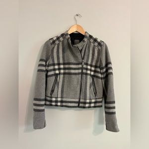 Gap Gray Wool Plaid Biker Jacket